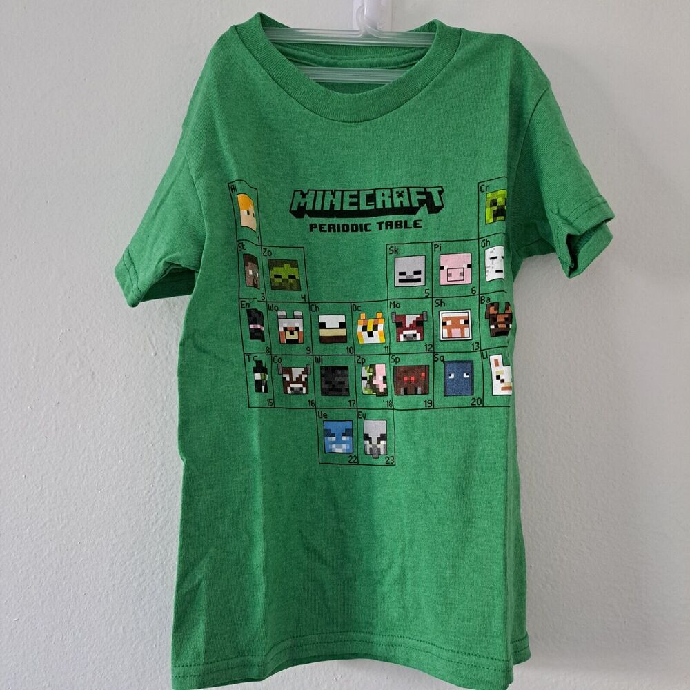 Minecraft Shirt Boys Periodic Table Green‎ T-Shirt Size XS